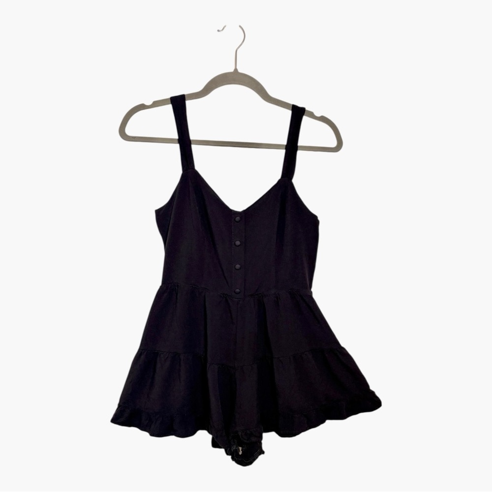 Trixxi Black Button Front Romper Summer Outfit Juniors Large